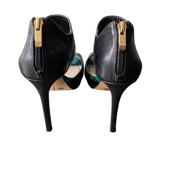 VINCE CAMUTO Leather Sandal Womens Sz 8.5 Black Platform Peep Toe - Picture 4 of 8